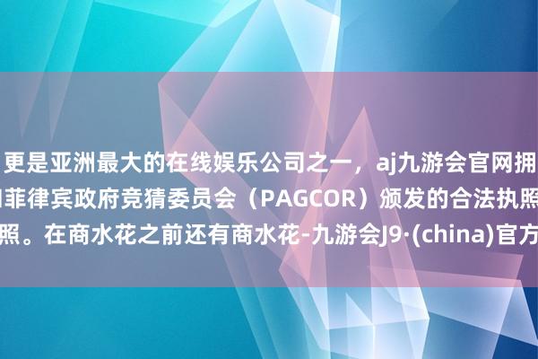 更是亚洲最大的在线娱乐公司之一，aj九游会官网拥有欧洲马耳他（MGA）和菲律宾政府竞猜委员会（PAGCOR）颁发的合法执照。在商水花之前还有商水花-九游会J9·(china)官方网站-真人游戏第一品牌