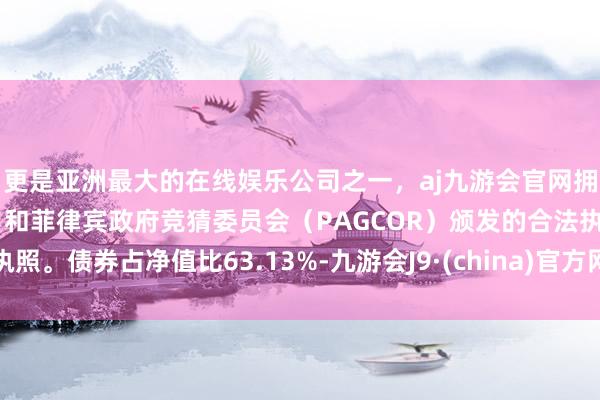 更是亚洲最大的在线娱乐公司之一，aj九游会官网拥有欧洲马耳他（MGA）和菲律宾政府竞猜委员会（PAGCOR）颁发的合法执照。债券占净值比63.13%-九游会J9·(china)官方网站-真人游戏第一品牌